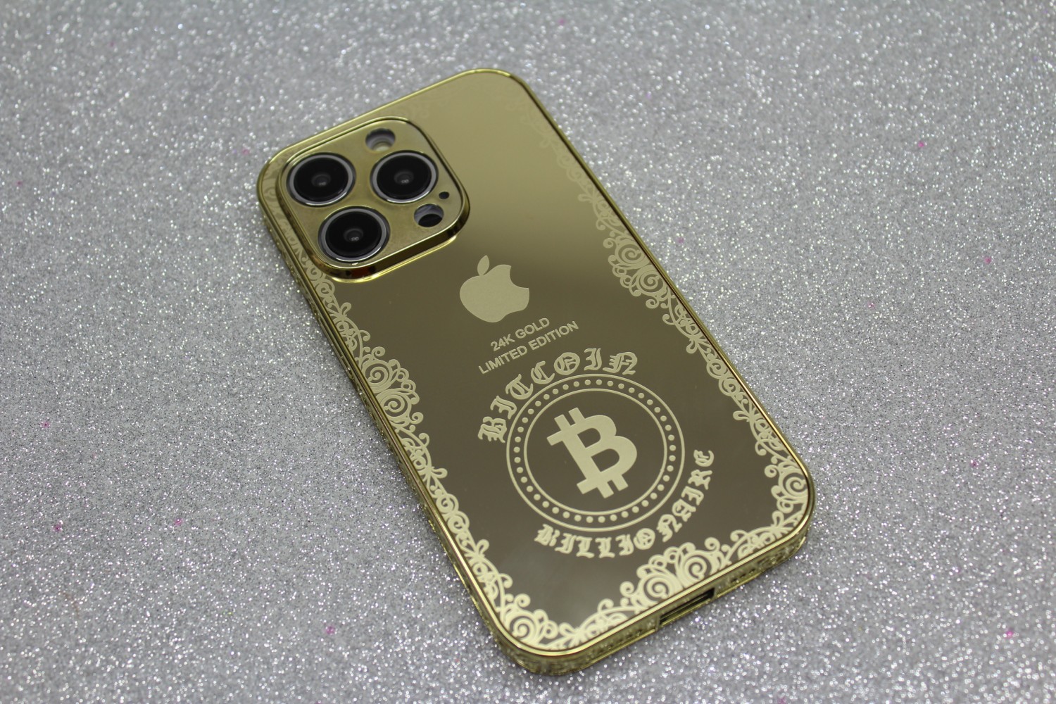 Luxurious Crafted Gold Finish Case With Printed Versace Logo For iPhone